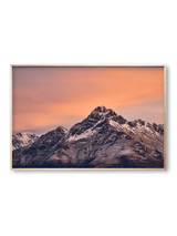 Powder Trace fine art landscape print featuring snow-covered New Zealand mountains and foggy alpine terrain. Moody Queenstown photography wall art, perfect for winter interiors. Premium giclée print on archival paper. Ideal for modern home décor, minimalist design, and Scandinavian-style spaces. Available from Melbourne Print Studio, part of the Snowdrift Collection.